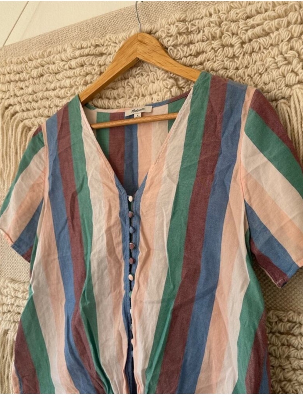 Madewell Novel Tie-Front Button Top - Picture 2 of 6